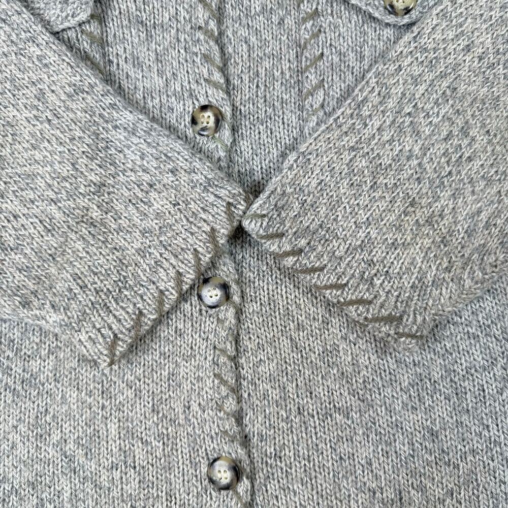 VTG 90s Eddie Bauer Jacket Womens Large Brown Wool Blend Chunky Knit Button Up - Picture 9 of 10